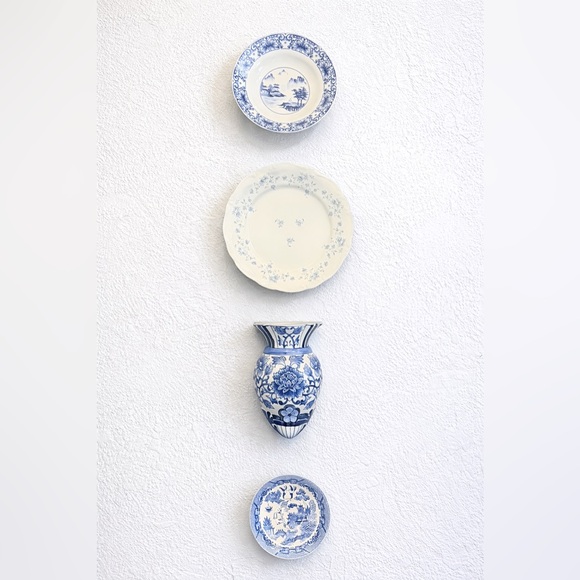 Curated Vintage Blue & White Plate Wall- Blue Willow Haviland Canton Blue